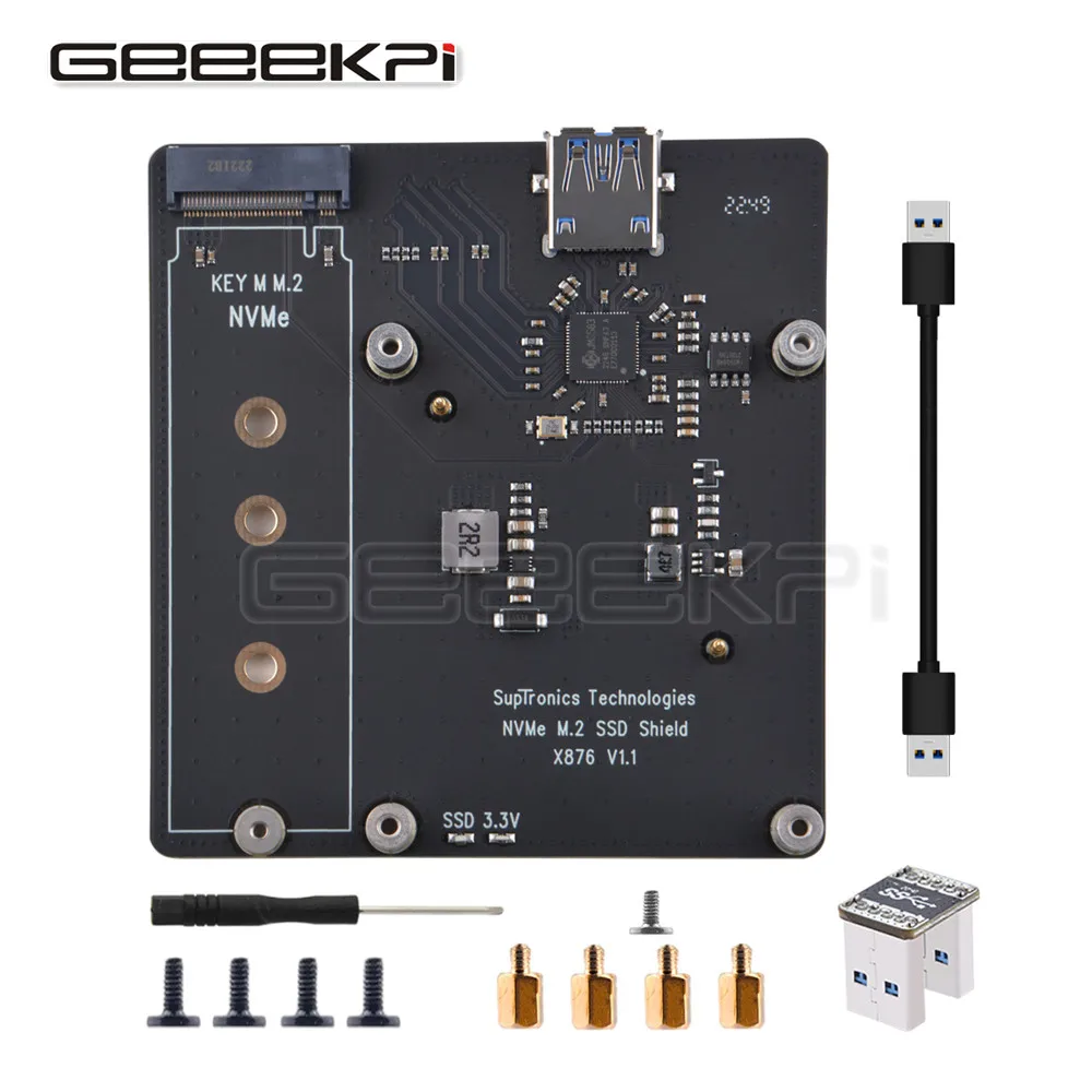 Placa de Expansão Geeekpi X876 Ssd M.2 Nvme Raspberry pi Chave de Suporte-m 2280 M.2