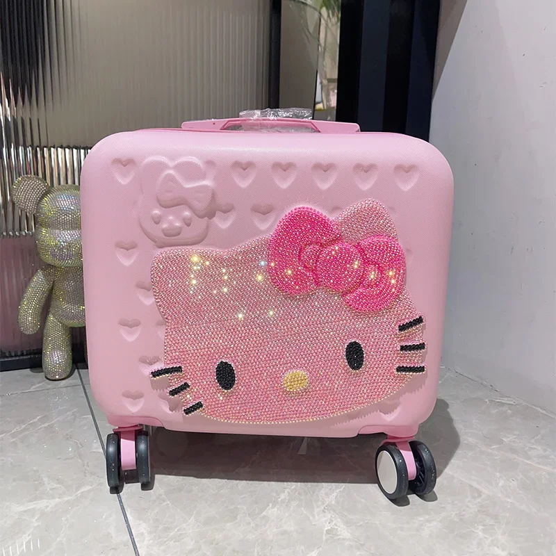 Original Hello Kitty Cute Carrying Case Cartoon Travel Makeup Case Large Capacity Multi functional Locked Portable Storage Box