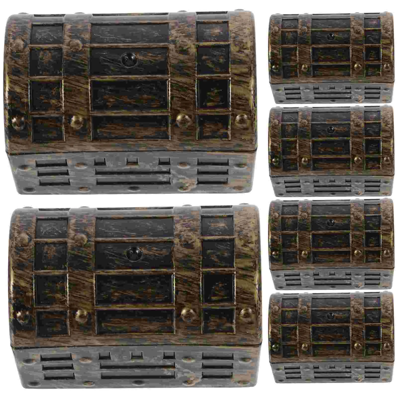 

6 Pcs Decorations Pirate Treasure Hunting Box Children's Toy Storage (Small Ancient Silver B) 6pcs Chest Themed Party Birthday