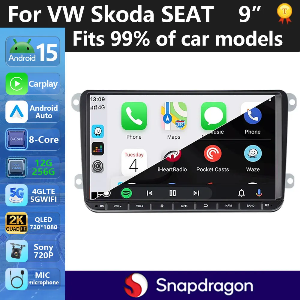 2Din Autoradio Android für Volkswagen Golf 5 6 Polo Passat B6 B7 CC Skoda Jetta Universal Multimedia Carplay Wifi GPS Navigation