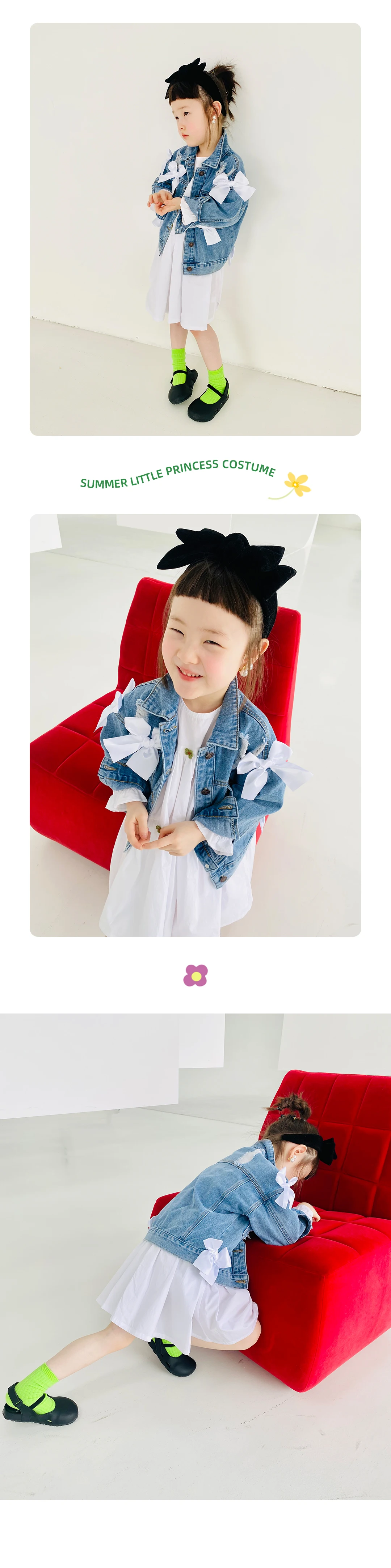 top Outerwear & Coats imakokoni original cute bow denim jacket long-sleeved round neck cardigan spring and autumn girls' clothing 22812 lightweight quilted jacket