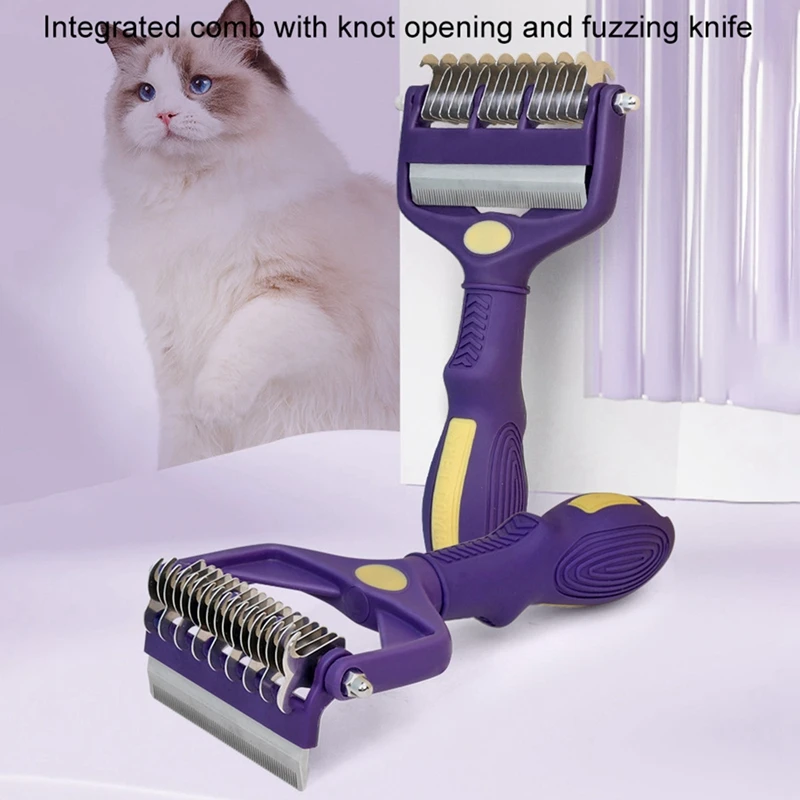 Spazzola Per Toelettatura Per Cani 2 In 1, Pettine Per Dematting Per Cani E Gatti Rastrello Per Sottopelo Per Capelli Spessi Pettine Per Depilazione P