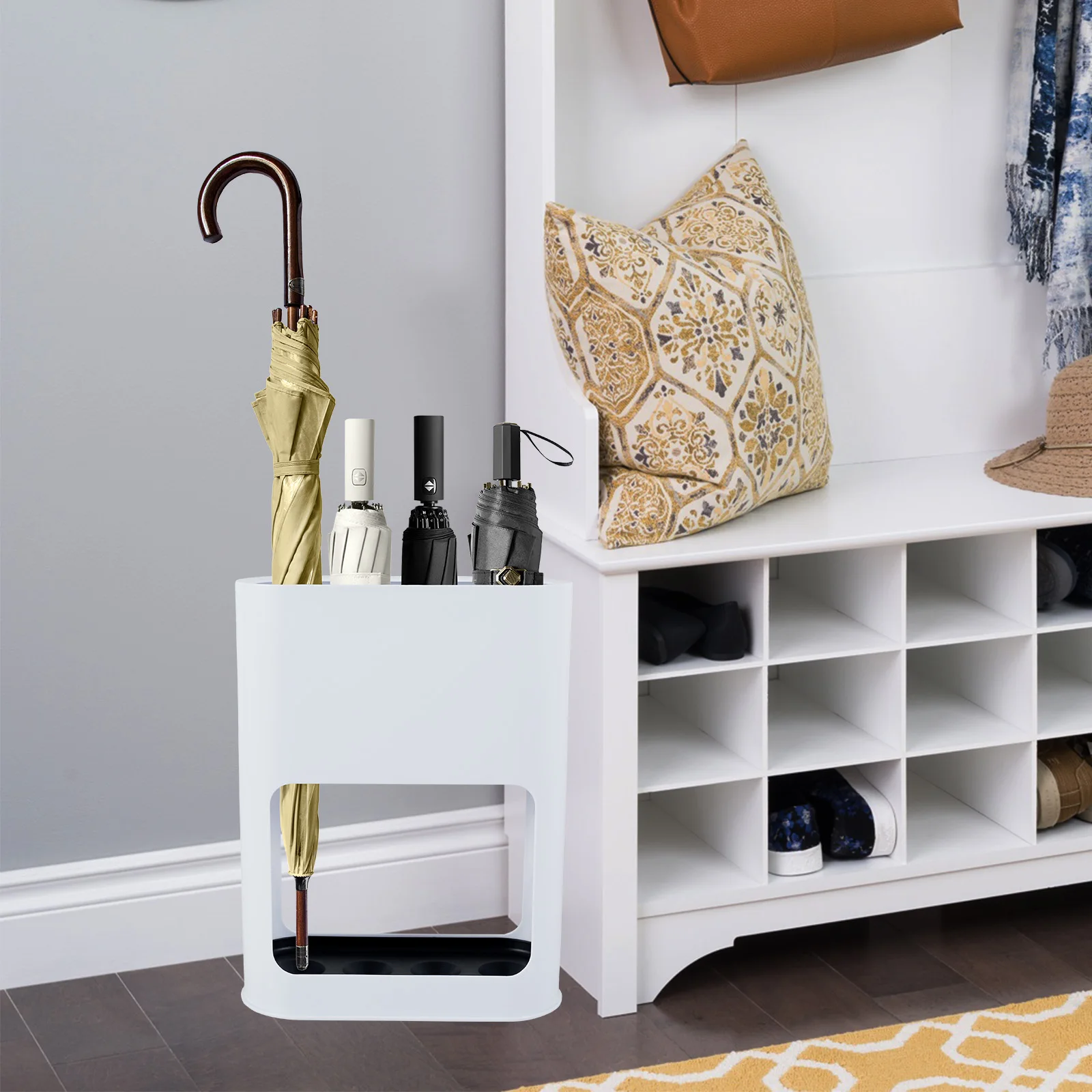 New Umbrella Stand Rack Fits 4 Umbrellas Holder with Heavy Duty Metal Iron Panel Umbrella Stands with Non-Slip Soft Cushion