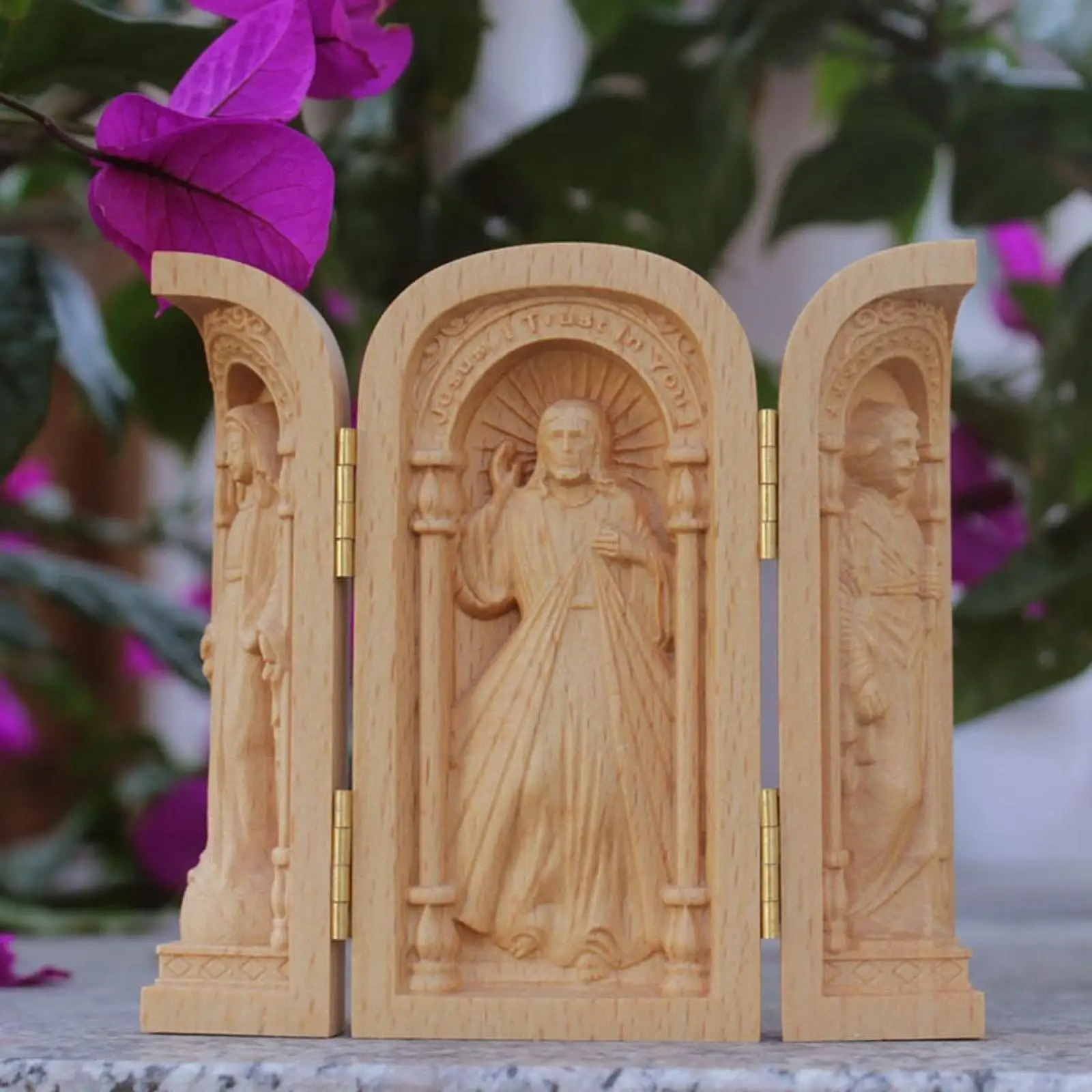 Catholic Wooden Statue Home Prayer Ornament for Cabinet Decor Centerpiece
