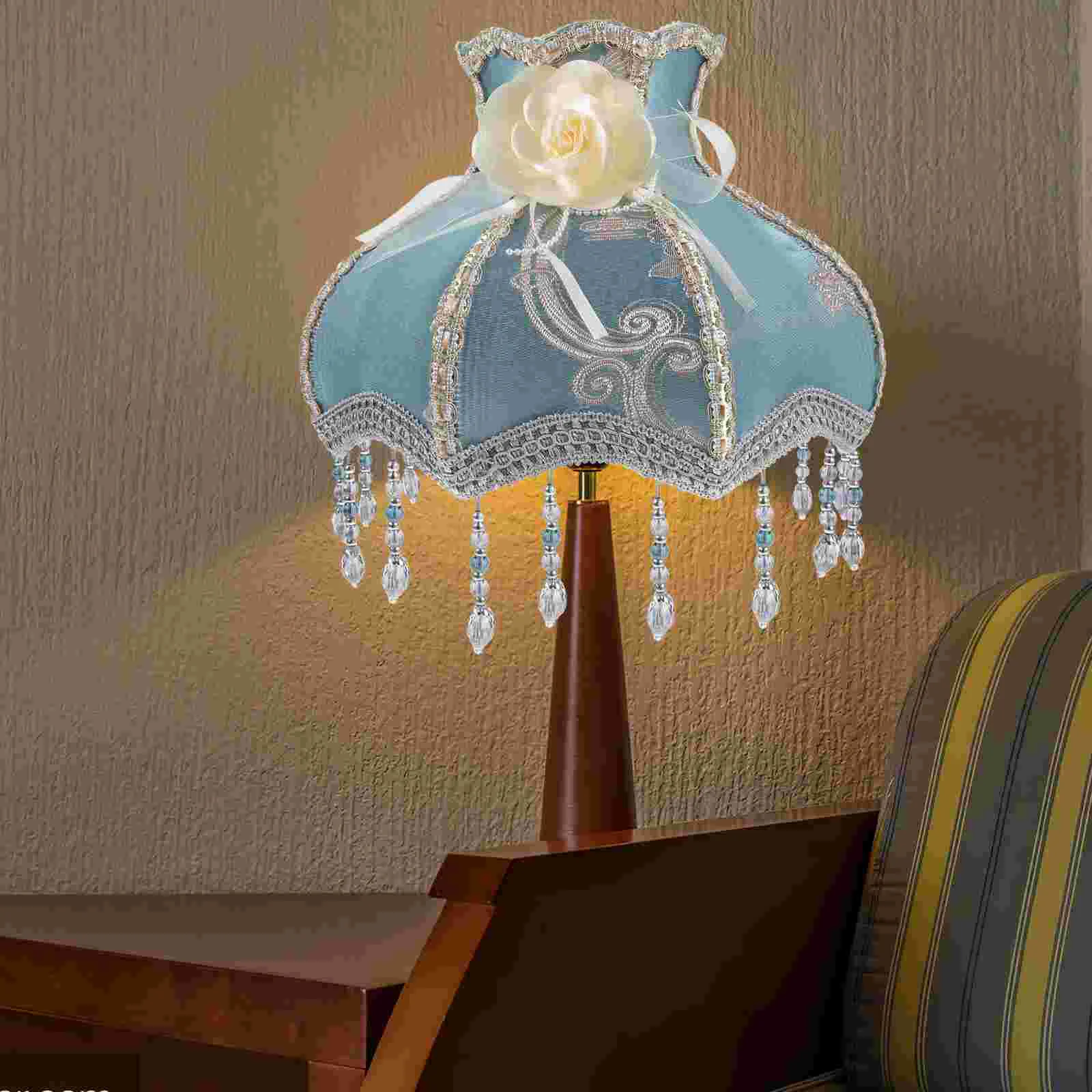 

Vintage Lamp Shade Victorian Hanging Light Fixture Beads Fringe Scallop Dome Lamp European Cloth Lamp Covers Replacement