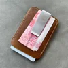 Genuine Leather Money Clip Wallet Card Holder Metal Men Slim Bills Cash Clips Clamp for Money Thin Bill Fold Holder 5