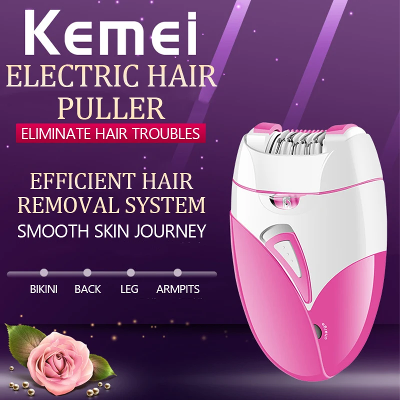 KM-189A USB ricaricabile donne elettrico depilatore femminile epilatore viso depilazione gambe depilatorio_voghion.com