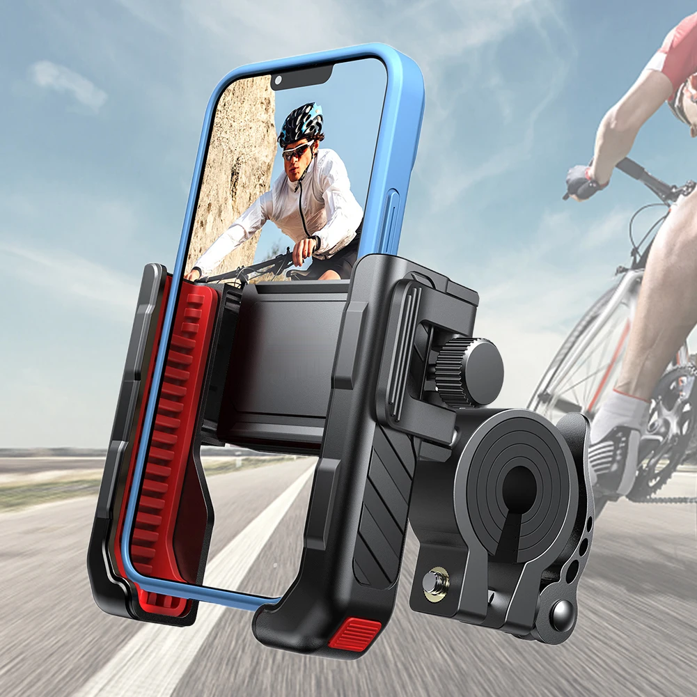 Metal Bike Phone Support Shockproof Motorbike Phone Bracket One-hand Operação Ajuste de 360 graus para celular 4.7-7 Polegada