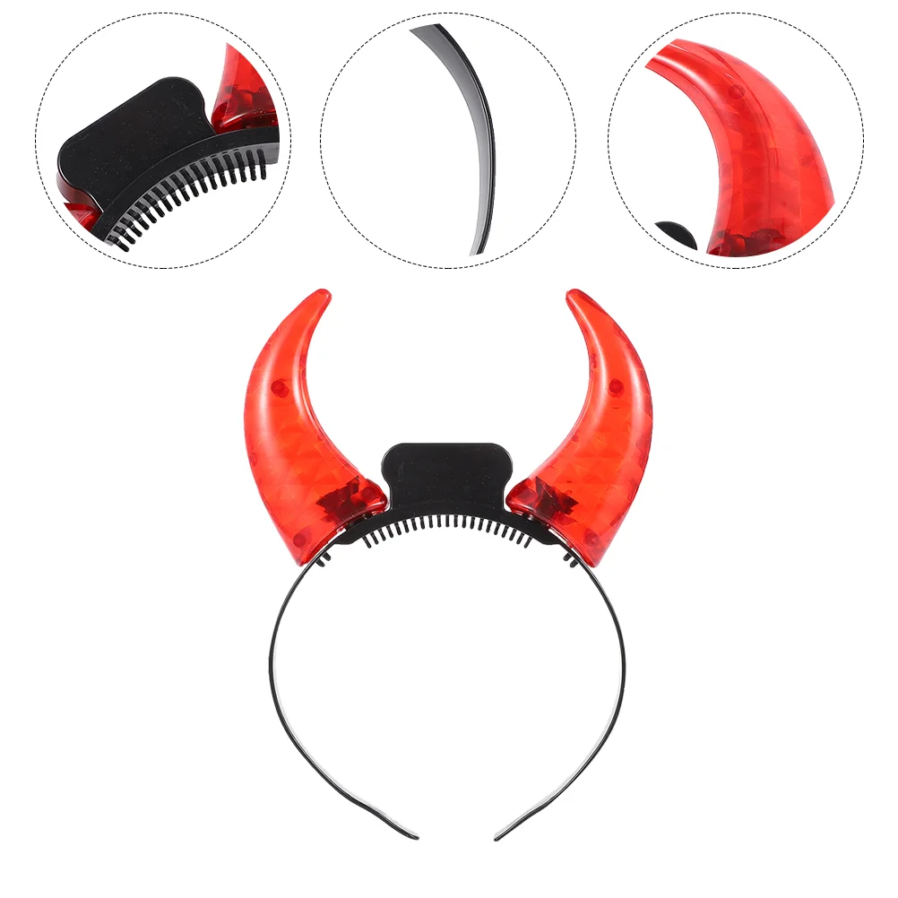 

Interesting Glowing Devil Horn Hairband Unique Headdress Prop Devil Horn Headband