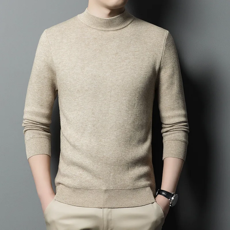 

Autumn Winter Men Crew Neck Pullover Sweater Fashion Solid Color Warm Knitwear Long Sleeve Top Jumper