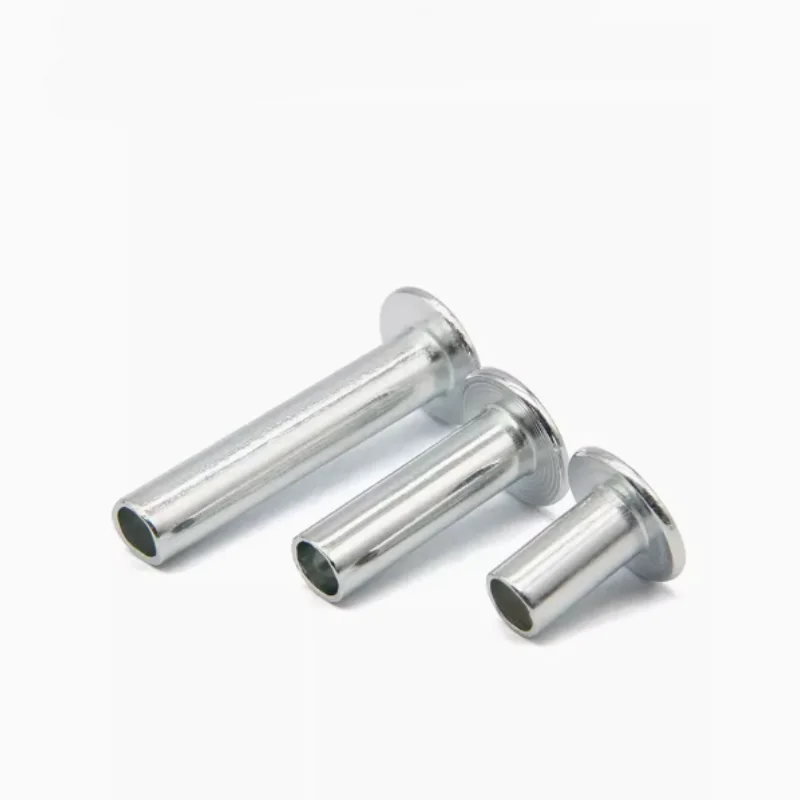GB873 Galvanized iron large flat head semi-hollow rivet knock type carbon steel flat head hollow rivet M4
