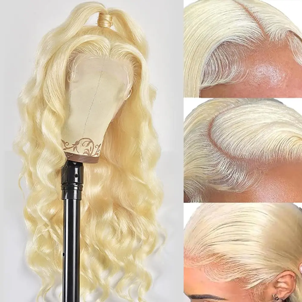 613 13x6 Lace Front Wig Human Hair 26 Inch Blonde Wig Human Hair 200% Density Body Wave Lace Front Wigs Pre Plucked