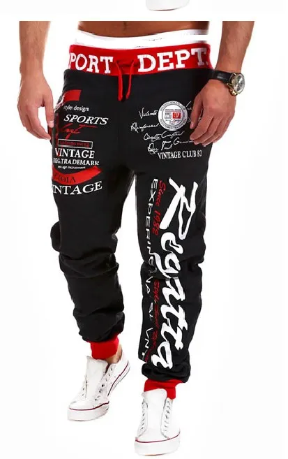 Casual Dstring Waist Elastic Loose Fit Printed Men's Sport Pants Autumn Faion Urban Sle Straight Leg Long Trousers
