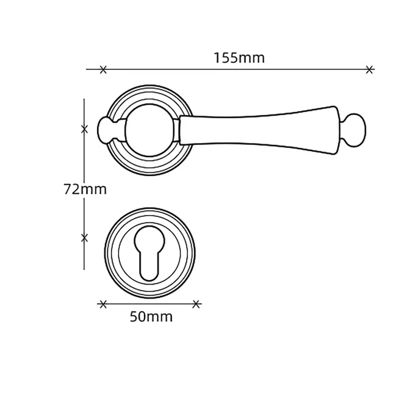 Description Picture 5 of itemBrass Interior Lever Locks Antique/Black Bedroom Door Handle Lock Mute Mechanical Locks Simple Shaped Door Hardware