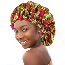  New Extra Large Satin Lined Bonnet Women Big Size Beauty Print Satin Silk Bonnet Sleep Night Cap Head Cover Bonnet Hat Wholesale 