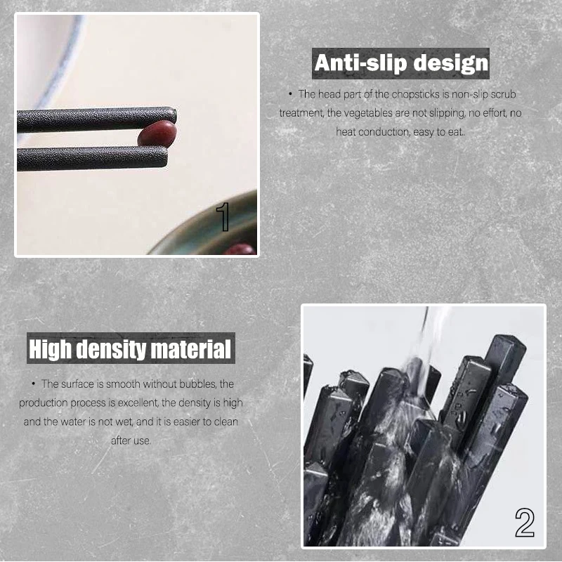 1 Pairs Alloy Chinese Chopsticks Food Japanese Sushi Sticks Reusable Non Slip Dishwasher Safe Bamboo Shape Food Grade Chopsticks