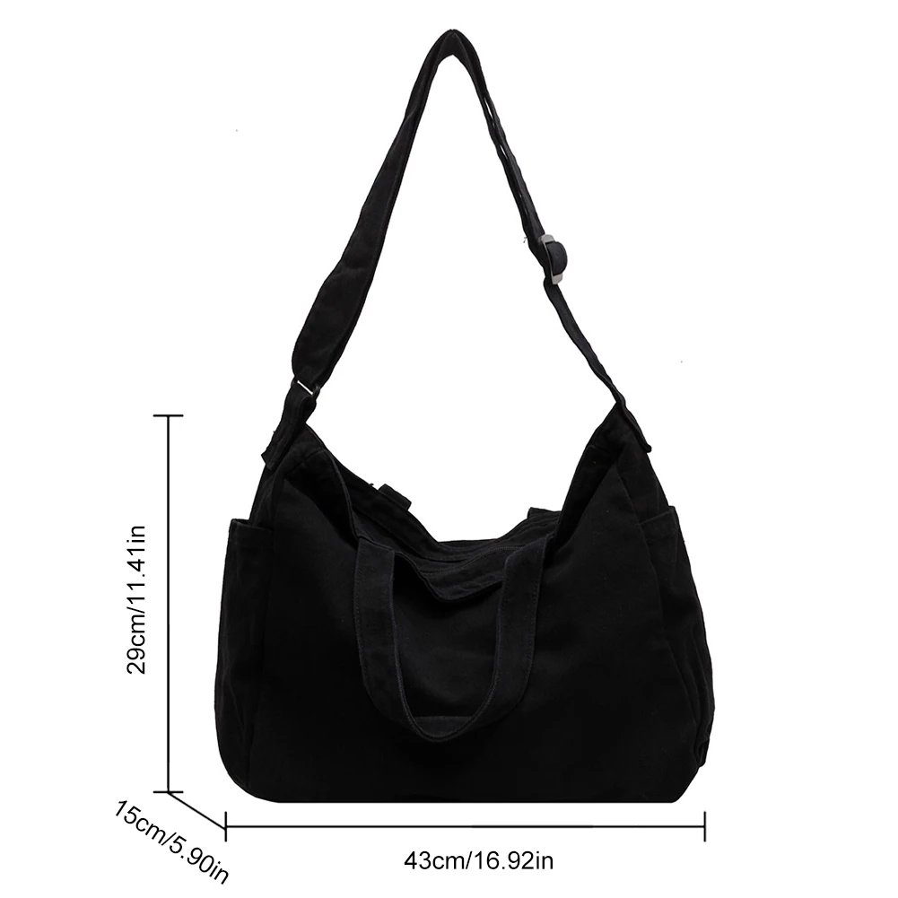 Quilted Messenger Bag for Women's Canvas Casual Crossbody Bag Large Capacity Ladies Shoulder Solid Color Simple Tote Handbag