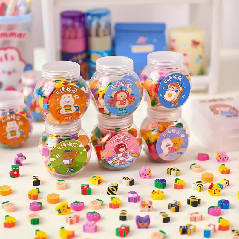 Cute Animal Fruits Pencil Eraser Rubber Eraser Primary Student Prizes Gift Stationery Erasers 50 Pcs/box pencil eraser For Kids
