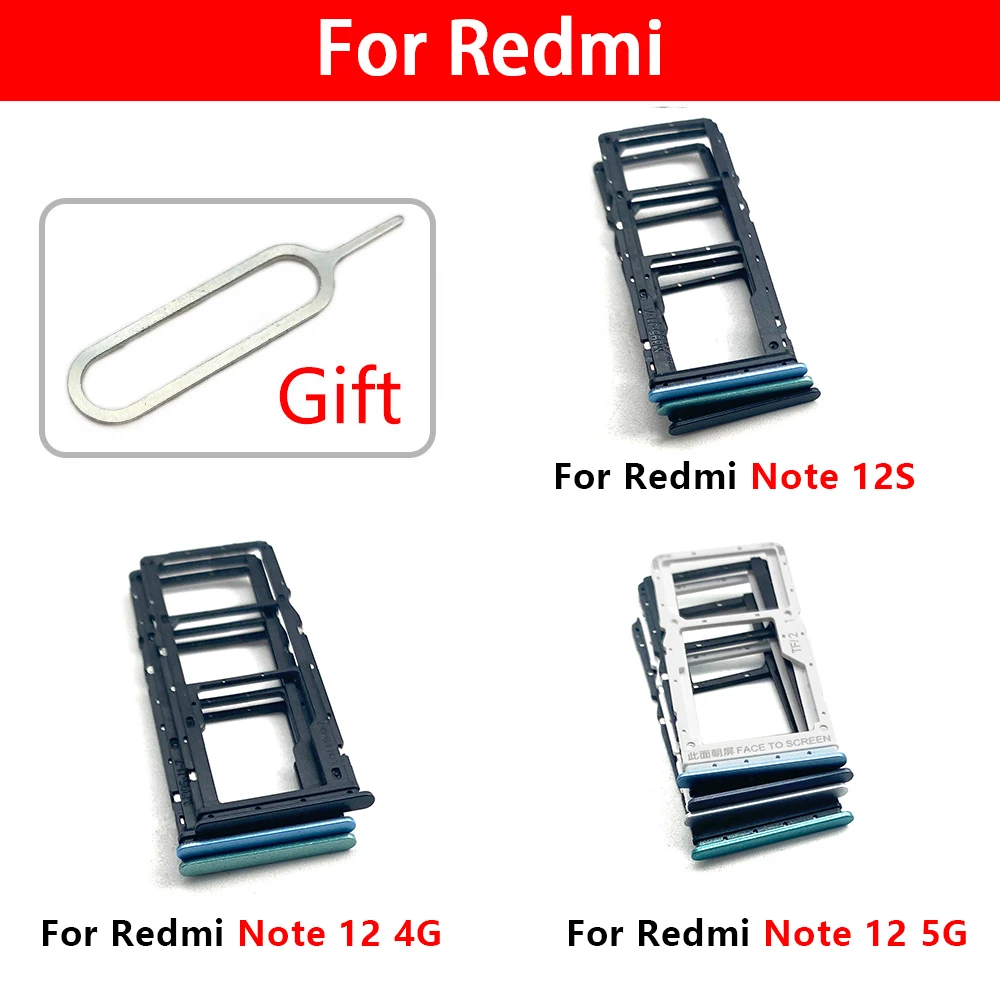 Porta SIM + MicroSD Per Xiaomi Redmi Note 12 4G (23021RAAEG, 23021RAA2Y) - Vassoio Sostitutivo Di Qualità, Colore Blu, 3 Slot (2 Nano SIM + 1 Micro SD)