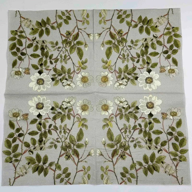 Paper Napkins Tissue Paper Decoration 20pcs Colorful Printed Napkin Folded Square Flower Paper Restaurant Wedding Special Table Wine Glass Decorative Paper Napkins