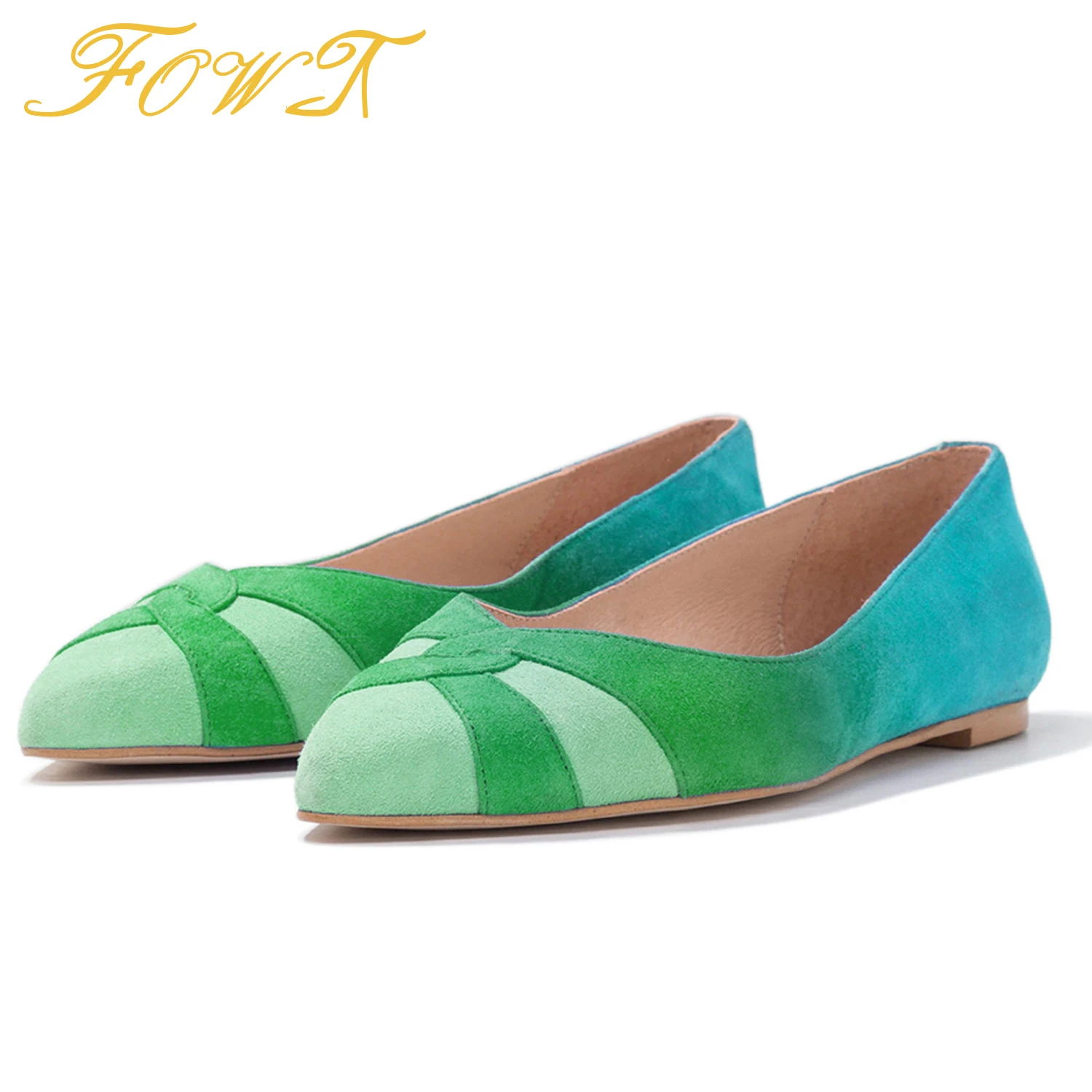 

Rainbow Gradient Women's Ballet Flats Pointed Toe Autumn Spring Slip On Shallow Casual Shoes For Ladies Large Size 43 44 FOWT