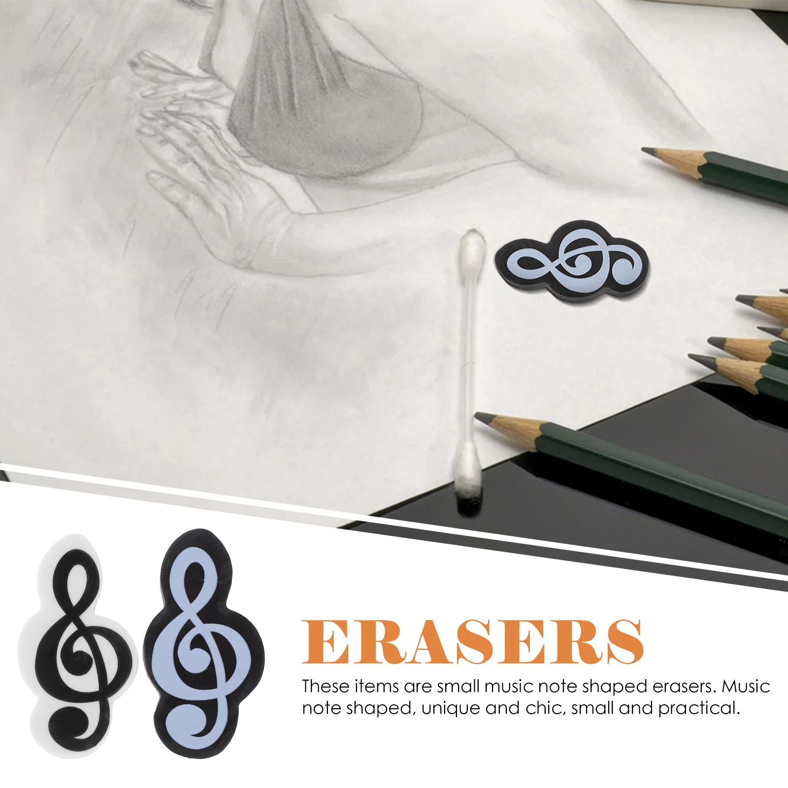 20Pcs Small Music Note Erasers Cute Mini Tpr Erasers for Students School Classroom Reward Prizes Home Study Essentials