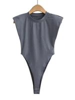 Sexy tops women Summer one-pieces bodycon bodysuit padded shoulder bodysuit black sleeveless body suits for women white - Image 6