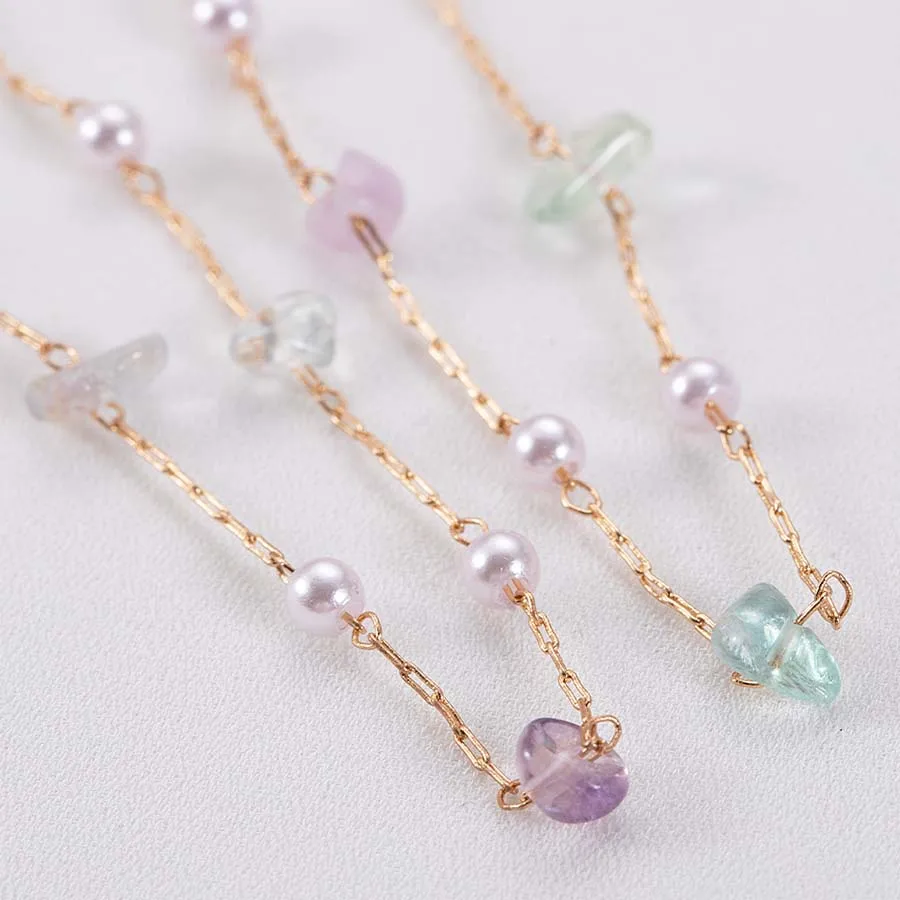 0,5 M 1 M Bunte Unregelmäßige Stein Halskette Kette Imitierte Perle Kupfer Ketten für DIY Urlaub Halskette Schmuck Machen Großhandel – Detail 4