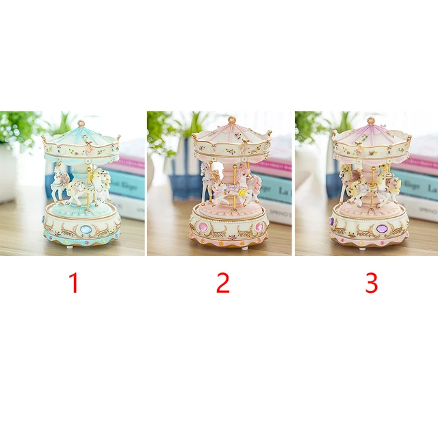 Luxus Carousel Clockwork Mechanizmus Retro Music Box Kid Led Könnyű Esküvői Kézműves Ajándékok Romantikus Gyanta Otthon Valentin -Napi Játékok - Image 6