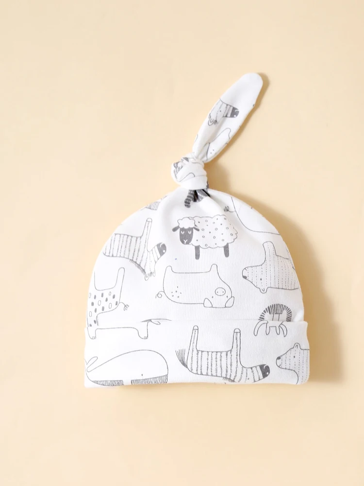Baby blanket and hat made of 100% pure cotton, soft and comfortable, with multiple patterns to choose from as a gift for newborn 4