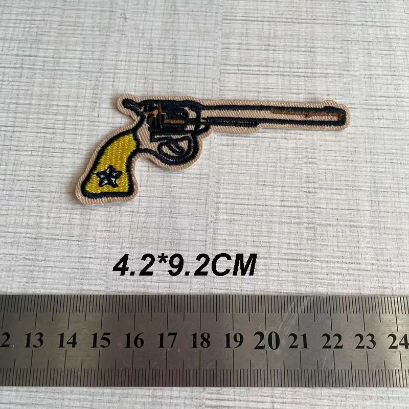 10 Stück, militärisches taktisches Abzeichen, aufbügelbarer Aufnäher, Pistolen-Stickerei, Stoff-Applikation, Wärmeübertragungsaufkleber für Kleidung zum Aufbügeln, Rucksack – Detail 7