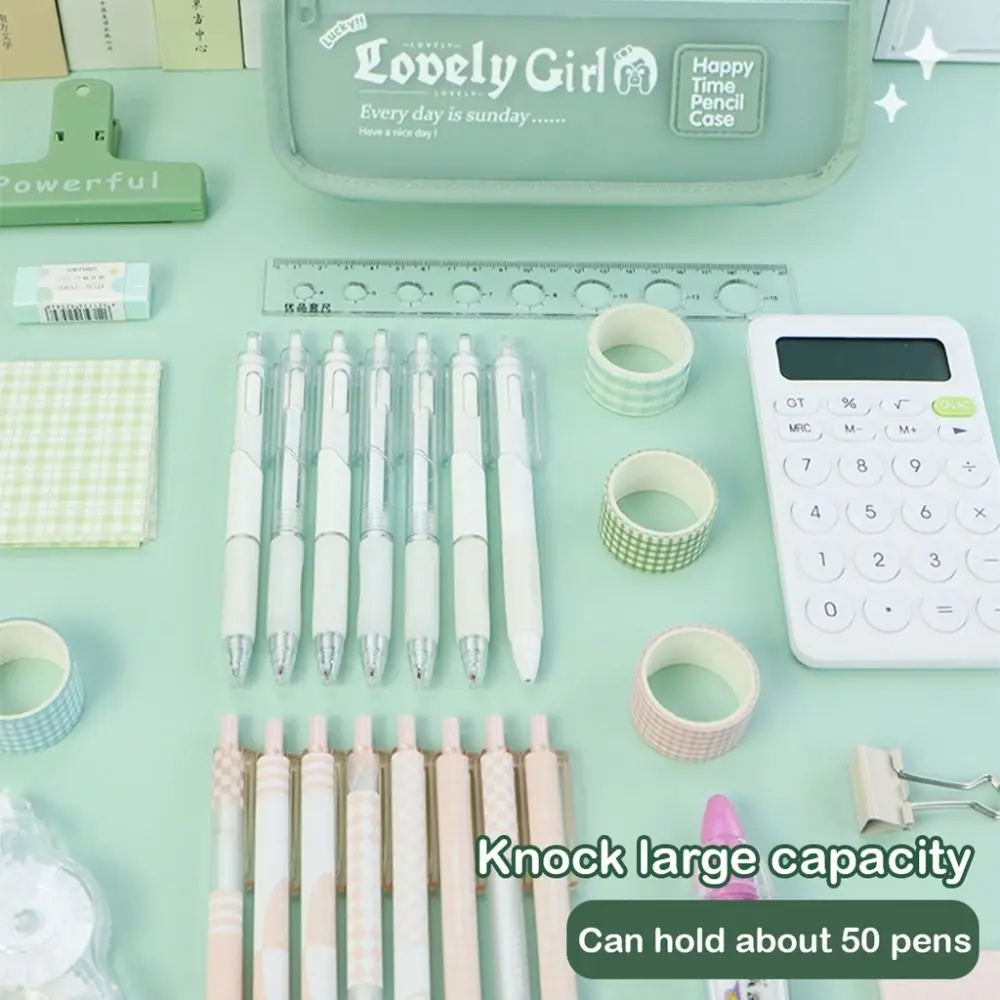 INS 더블 레이어 대용량 펜 가방, 심플한 달빛 연필 케이스, 문구류 보관 가방, 정리함 창의적인 학생 선물
