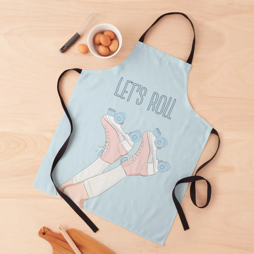 

Roller skates retro 80s 70s print Apron Kitchen accesories custom apron woman apron for women