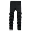 Men Snake Embroidery Jeans Streetwear Black Stretch Denim Pants Holes Ripped Distressed Slim Straight Trousers 2