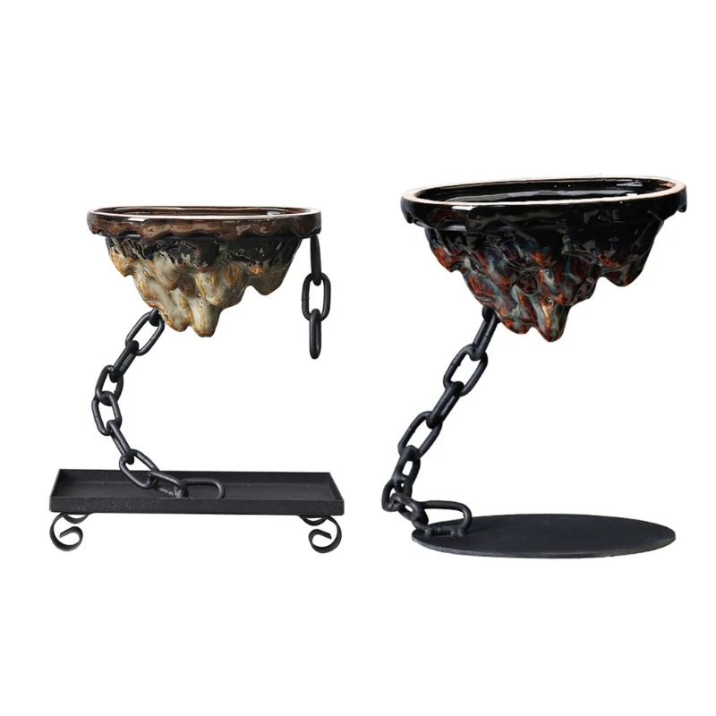 

69HF Iron Chain Suspended Flower Pot Decorative Home for Children Girl Boy