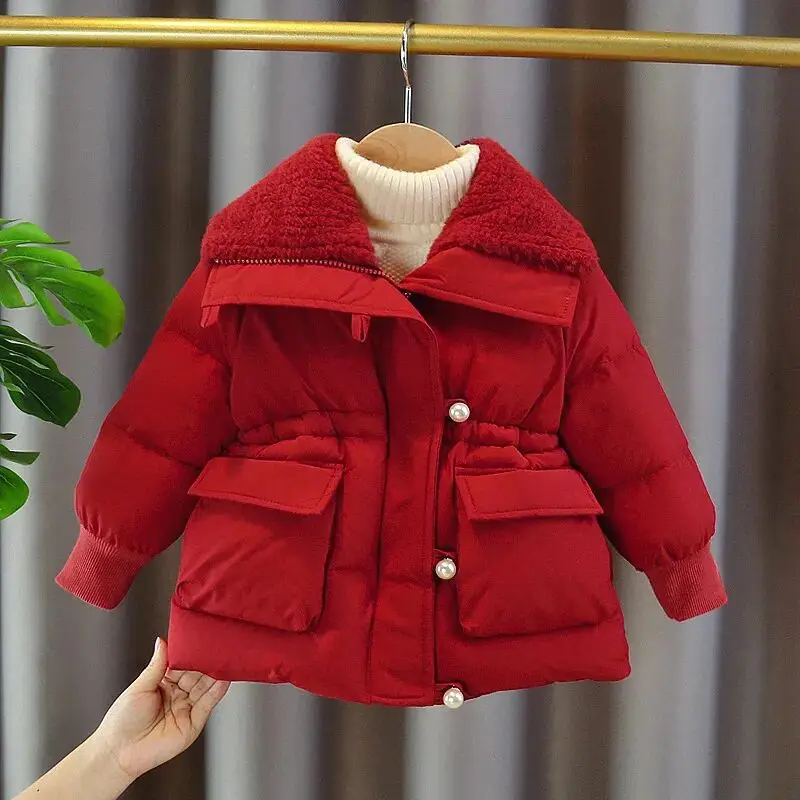 0-5Y Girl Velvet Thick Jackets Winter Children's Parka Warm Cotton-Padded Outerwear Baby Thickening Coat Clothes