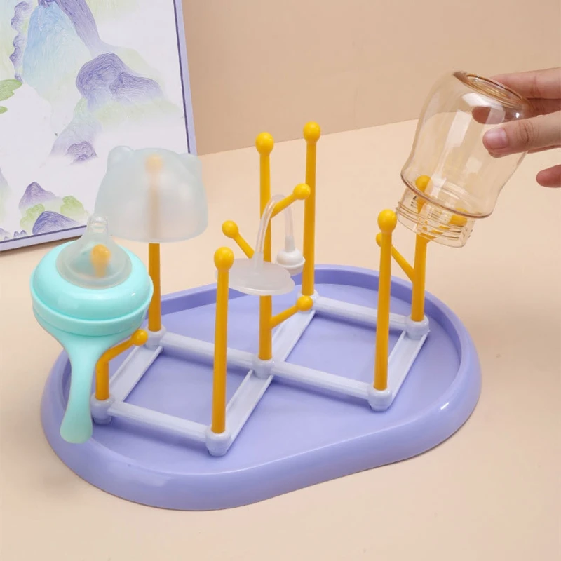 

Baby Bottle Drying Rack Portable Feeding Bottle Drying Holder Bottle Cleaning Dryer Drainer with 14 Racks for Breastfeeding Pump