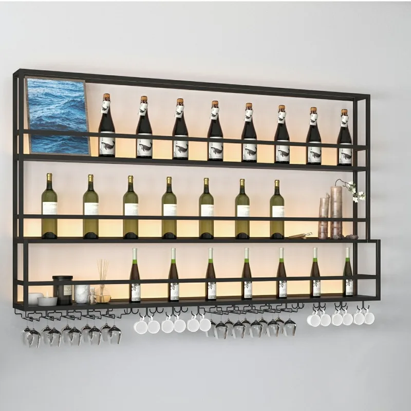 Industrial Bar Bar Wine Stand Drink Showcase Rack Kitchen Storage Organization Shelf Wall Mounted Bottle Gabinete Salon Luxe