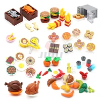 Mini Food Kitchen Accessories Toys Building Blocks Parts Hamburger Pizza Fries Cake Dessert Chocolate Cookies MOC Assemble Brick 1