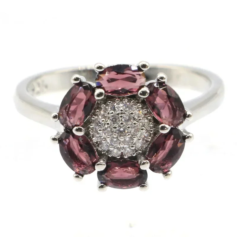 3g 925 SOLID STERLING SILVER Customized Rings Flowers Shape Mystic Topaz Amethyst Emerald Blood Ruby Many Sizes 5.5-10