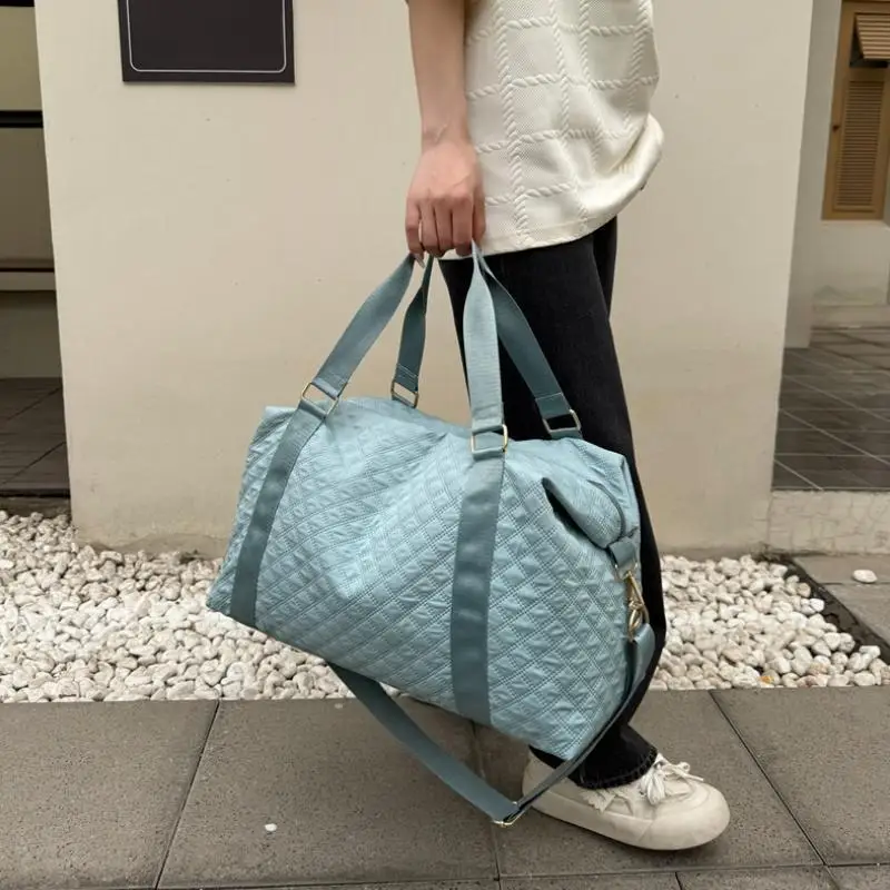 1pcs Solid Color Large Capacity Women'S Handbag Luggage Travel Bag Polyester Lined Oxford Cloth Bag