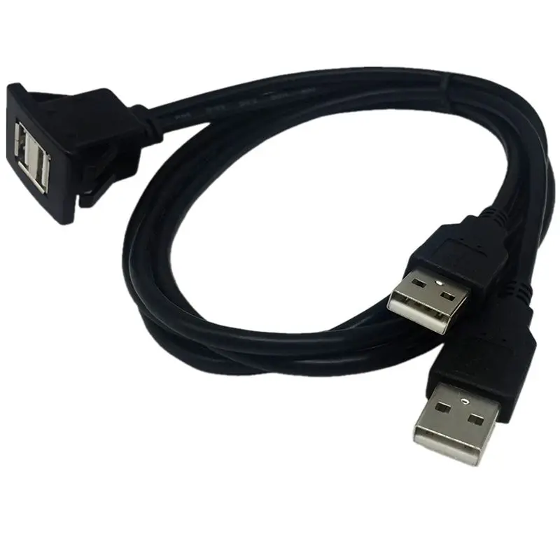 Cabo de Extensão Usb Dual Port Impermeável Painel de Instrumentos do Carro Cabo Áudio Abs Habitação 1m - Imagem 4