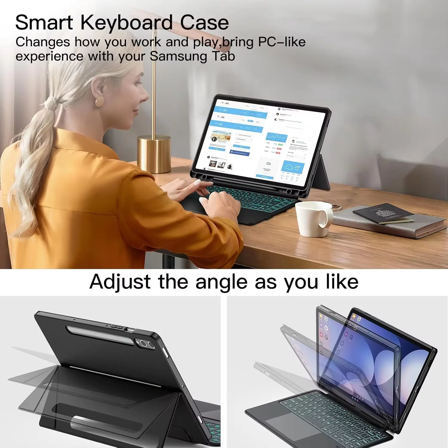 Premium Keyboard Case with Detachable PU Leather Cover