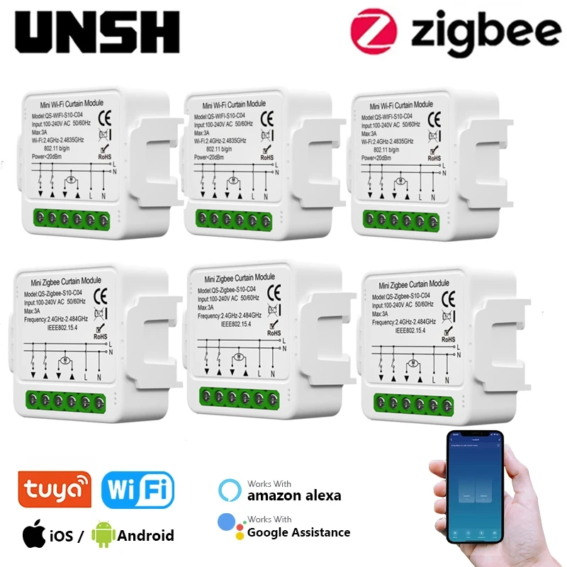 Tuya WiFi Zigbee Smart Curtain Switch Module Connect Roller Blinds ...