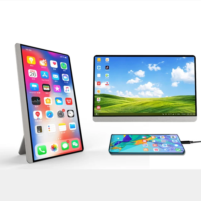 16.1インチポータブルwifiモニター,IPS-A °,回転,超薄型FHD LCDディスプレイ,iPhone,iOS,Android,PC用