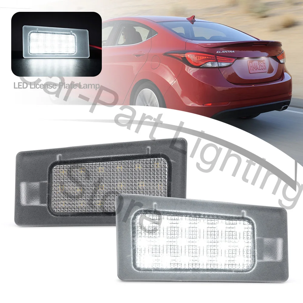 12V 2PCS LED White License Number Plate Lamp Light For Hyundai Elantra