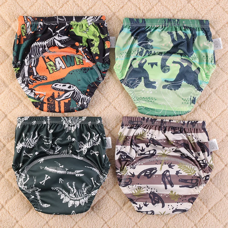 Baby Training Pants Gauze Diaper Short Cartoon Cotton Ocean Shark Dinosaur Vegetables Waterproof Gift