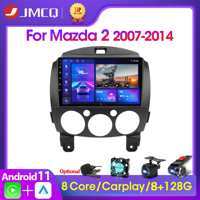 Автомагнитола JMCQ 2DIN Android 11 мультимедийный видеоплеер навигация GPS для MAZDA 2 Mazda2