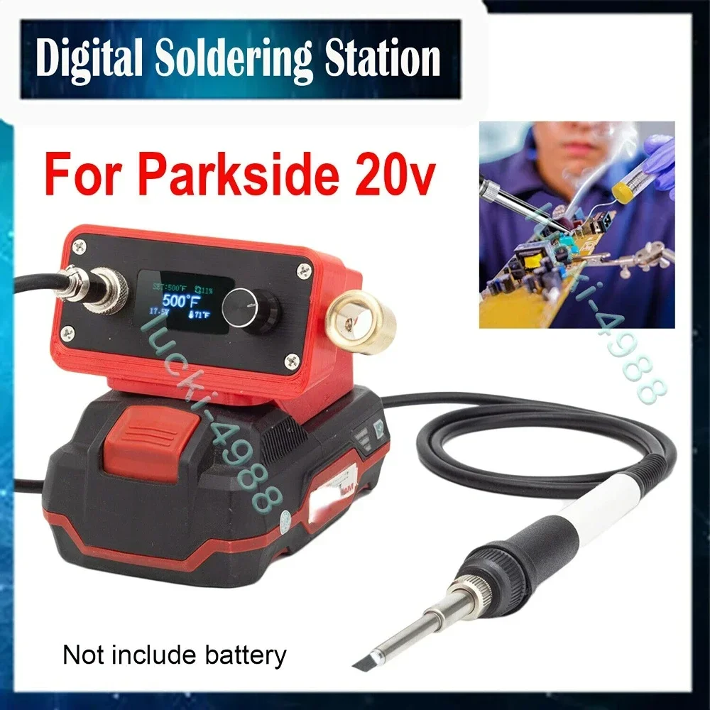 OLED Digital T12 Soldering Station Electronic Soldering Iron Tip For Parkside Lidl X20V Team Battery  (Not include battery)