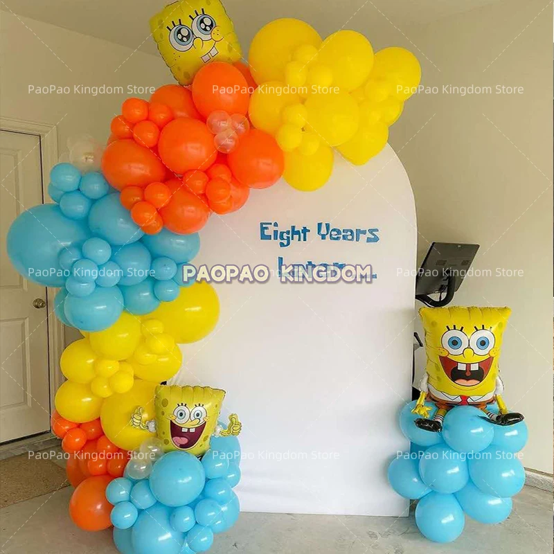 Spongebob Geburtstag Party Dekoration Spongebob Luftballons Einweg Geschirr Teller Serviette Hintergrund für Kinder Party Supplies – Detail 11